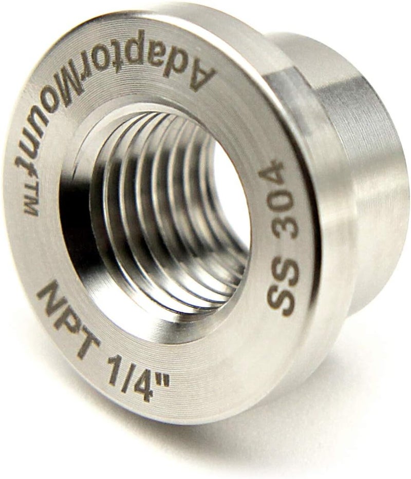 AdaptorMount 1/4" NPT Stainless Steel 304 Female Threaded Stepped Weld Bung Mounting Fitting (OD 0.7") with Top Head (OD 1.0") - Image 3